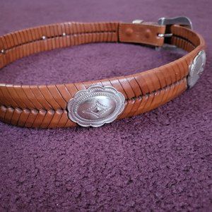 1 Brown Leather belt with 5 silver plates